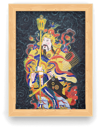 The New Year's Picture of Shenshu and Yulu Door God Left Side With Wooden Frame